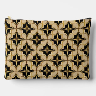 Elegantes Gold- und Schwarz-Geometrisches Muster Zubehörtasche
