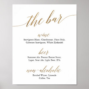 Elegantes Gold- und Schwarz-Kalligrafie-Theke-Schi Poster