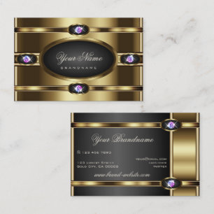 Elegantes Gold und Schwarz mit schimmernden Rhines Visitenkarte
