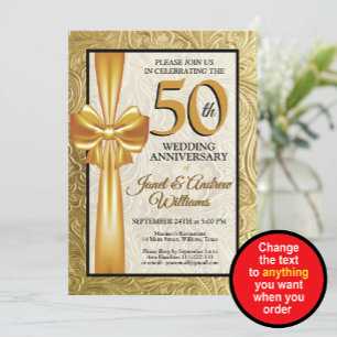 Elegantes Gold und Schwarz zum 50. Hochzeitstag Einladung