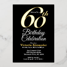 Elegantes Gold und Schwarz zum 60. Geburtstag