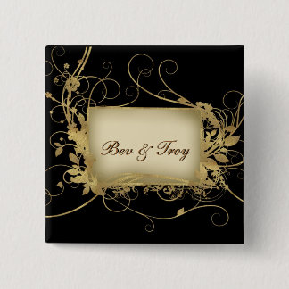 Elegantes Gold und schwarzer Strudelentwurf - Button