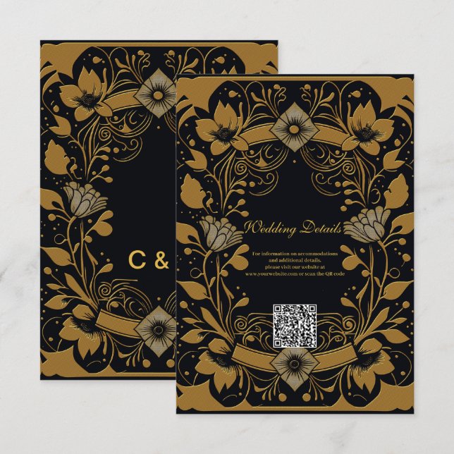Elegantes Gold und schwarzes Design Begleitkarte (Vorne/Hinten)
