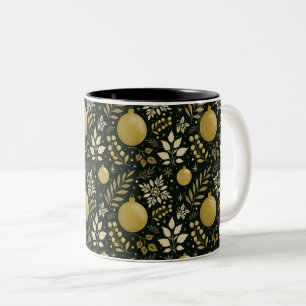 Elegantes Gold und Schwarzes Holiday Ornament Zweifarbige Tasse