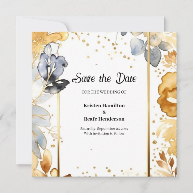 Elegantes Gold und Silber Hochzeit Speichern Sie d Save The Date (Vorderseite)