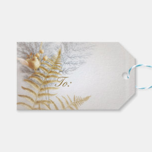 Elegantes Gold und Silber-Vogel und Blätter Geschenkanhänger