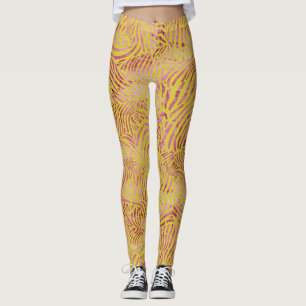 Elegantes Gold- und Staubrosa-Zebrastreifen-Design Leggings