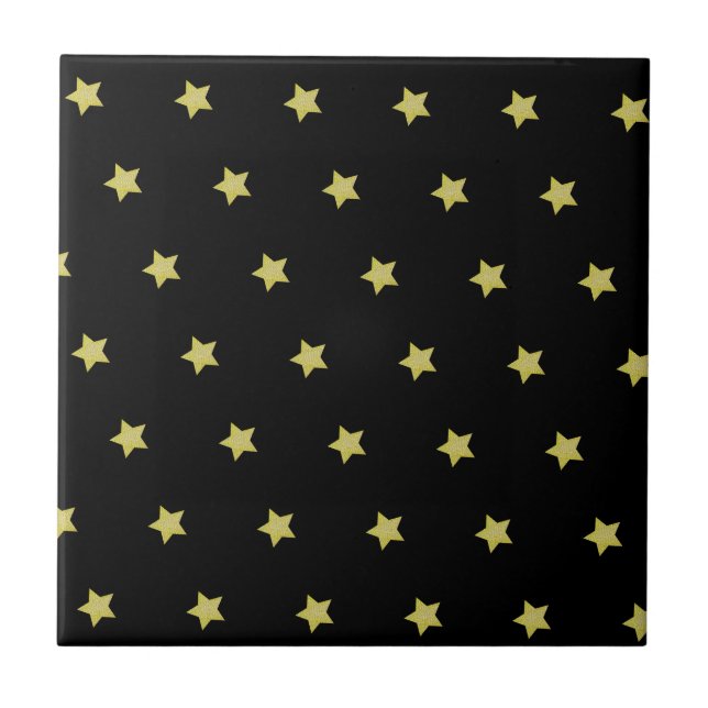 Elegantes Gold- und Sternmuster  Fliese (Vorderseite)