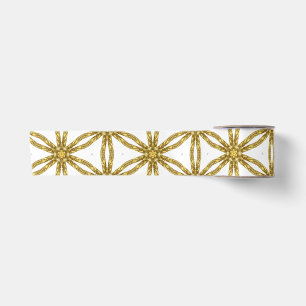 Elegantes Gold- und Weiß-Geometrisches Muster Satinband