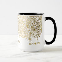 Elegantes Gold und Weiß Paisley