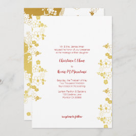 Elegantes Gold und weiße Kirschblüte Orientale Einladung