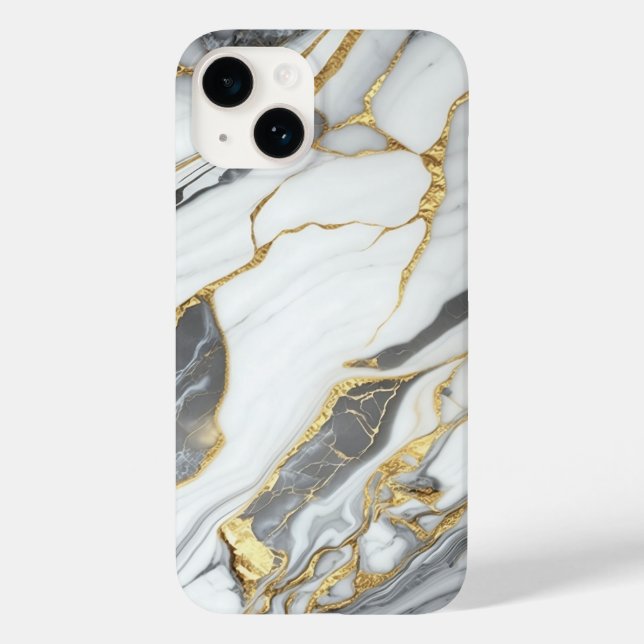Elegantes Gold und weißer Marmor Case-Mate iPhone Hülle (Rückseite)