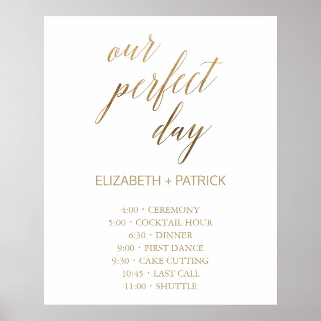 Elegantes Gold Unser perfekter Tag Poster (Vorne)