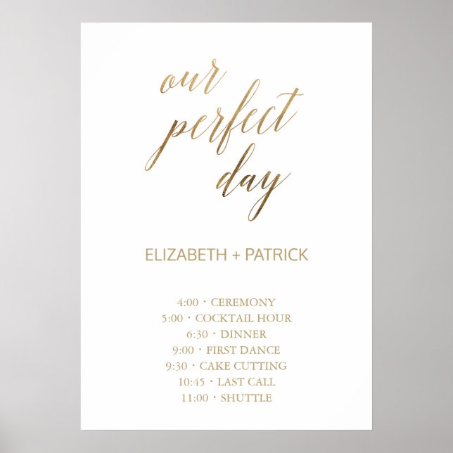 Elegantes Gold Unser perfekter Tag Poster (Vorne)