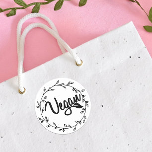 Elegantes Gold Vegan Leaf Runder Aufkleber