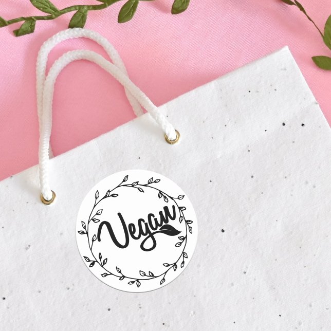 Elegantes Gold Vegan Leaf Runder Aufkleber (Von Creator hochgeladen)