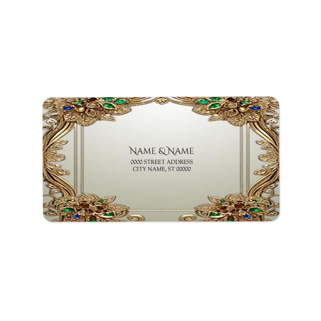 Elegantes Gold Verziert Address Label Adressaufkleber (Vorne)