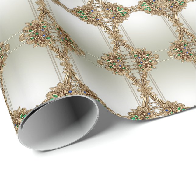 Elegantes Gold Verziert Wrapping Paper Geschenkpapier (Rolleneckpunkt)