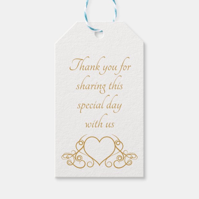 Elegantes Gold Vielen Dank Herz Gastgeschenk Hochz Geschenkanhänger (Vorderseite)