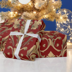 Elegantes Gold Vintag Damaskus Geschenkpapier