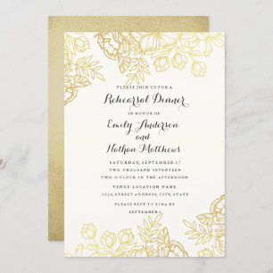 Elegantes Gold Vintag Floral Probe Abendessen Einladung