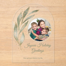 Elegantes Gold Watercolor Botanisches Foto Acryleinladungen