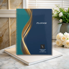 Elegantes Gold Wave Blue Aquamarin mit Business-Lo Planer