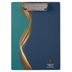 Elegantes Gold Wave Blue Aquamarin mit Logo Klemmbrett