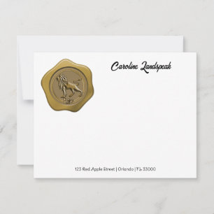 Elegantes Gold Wax Siegel mit Leo Mitteilungskarte
