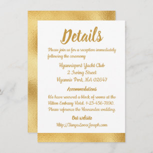 Elegantes Gold Wedding Directions Details Glam Einladung
