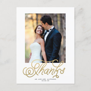Elegantes Gold Wedding Foto Danke Postcard Postkarte