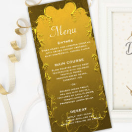 Elegantes Gold Wedding Reception Menü Menükarte