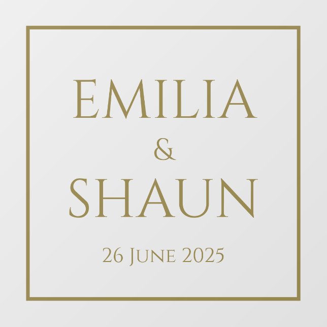 Elegantes Gold Wedding Window Fensteraufkleber (Blatt)