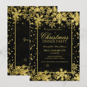 Elegantes Gold Weihnachts Party Winterschneeflocke Einladung