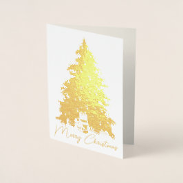 Elegantes Gold Weihnachtsbaum & Geschenke Foto Folienkarte