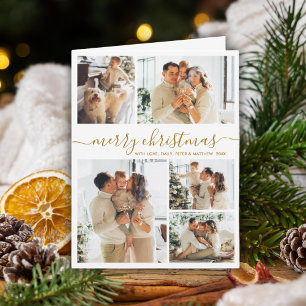 Elegantes Gold Weiß 5 Foto Collage Weihnachten