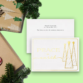 Elegantes Gold Weißer Weltfrieden Folien Feiertagskarte