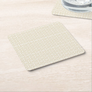 Elegantes gold-weißes dreieckiges geometrisches Mu Rechteckiger Pappuntersetzer