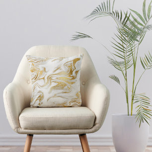 Elegantes Gold Weißes Imitat Marmor Weihnachten Kissen