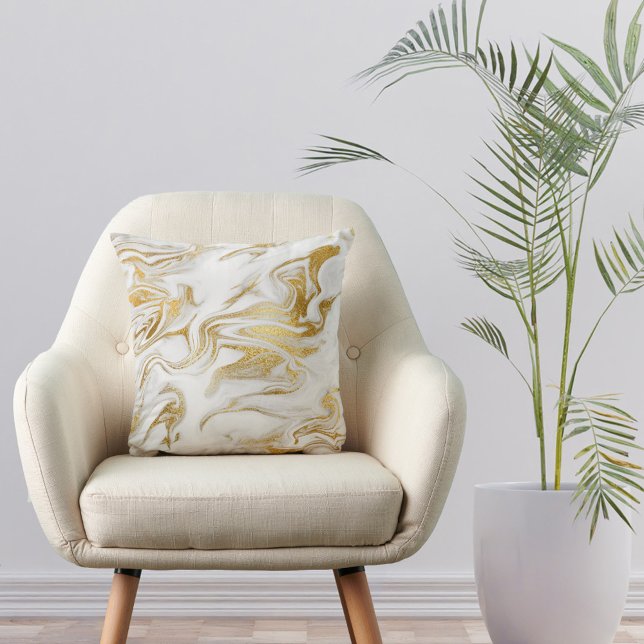 Elegantes Gold Weißes Imitat Marmor Weihnachten Kissen (Von Creator hochgeladen)