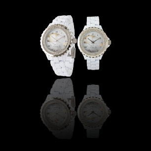 Elegantes Gold Weißes Imitat Marmordekor Armbanduhr