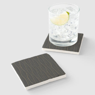 Elegantes Gold-Wellentinien-Muster Steinuntersetzer