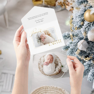 Elegantes Gold Weltfrieden Foto All In One Einladung