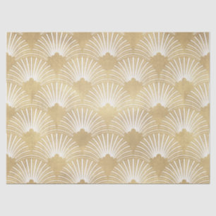 Elegantes Gold & White Art-Deko-Muster Seidenpapier