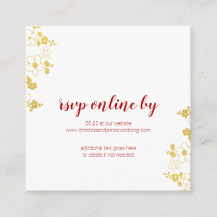 Elegantes Gold & White Cherry Blossom Wedding RSVP Begleitkarte