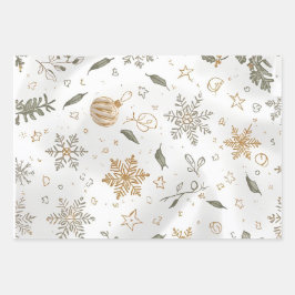 Elegantes Gold & White Christmas 19"x29" Geschenkpapier Set