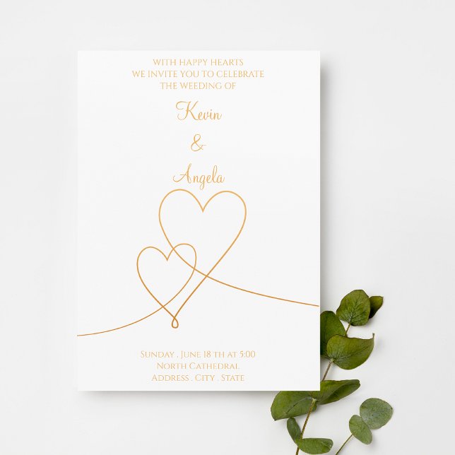 Elegantes Gold & White Minimalistisch Weeding Einl Einladung (Von Creator hochgeladen)