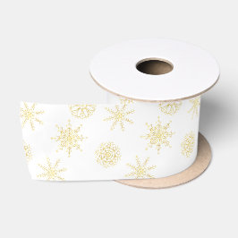 Elegantes Gold White Snowflake Original Satin Ribb Satinband