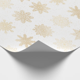 Elegantes Gold & White Snowflake Weihnachtsmuster Geschenkpapier