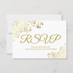 Elegantes Gold & White Wedding RSVP zum Herunterla Einladung